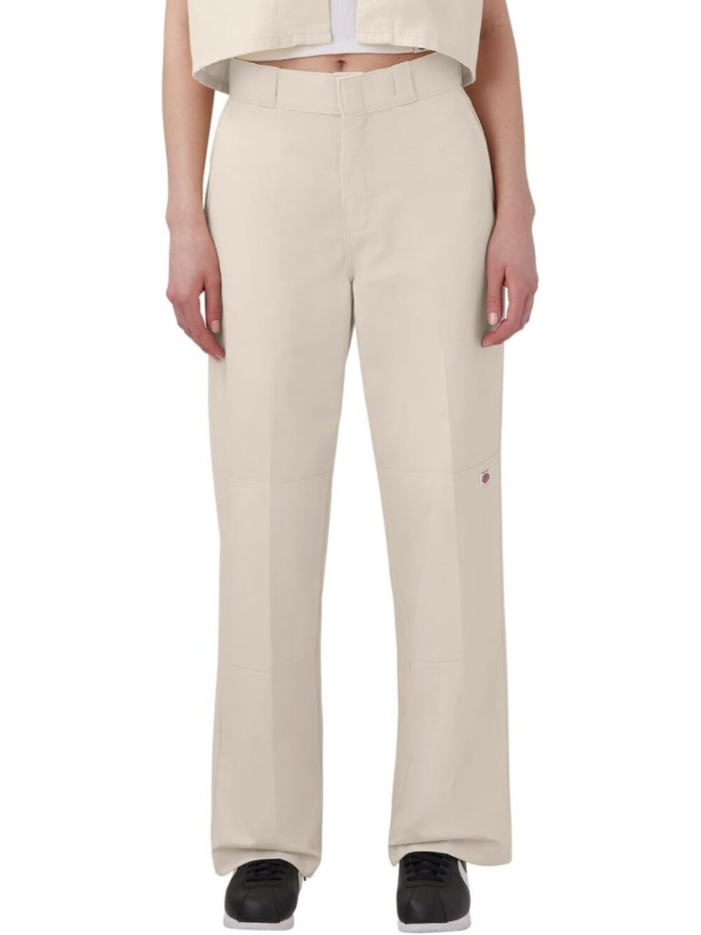 Dickies Women Double Knee Work Pants Loose Fit Straight Leg Beige Size 8